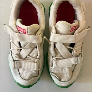Camper Kids Cream and Green Sneakers